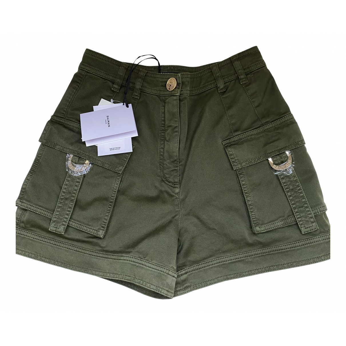 Mini short Balmain Green size 38 FR in 